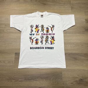 Vintage Shirt Mens Large White Bourbon Street We Be Jammin 90s Music